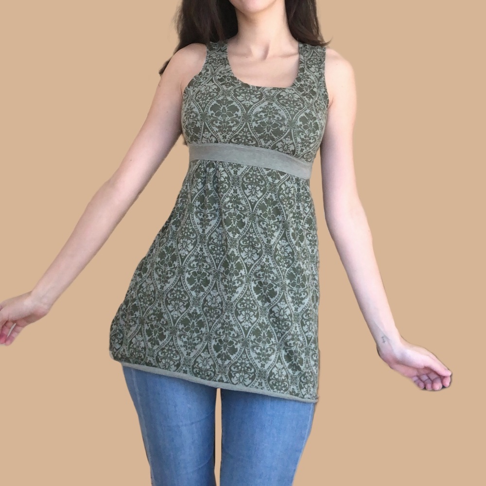 Y2k Babydoll green sleeveless tunic